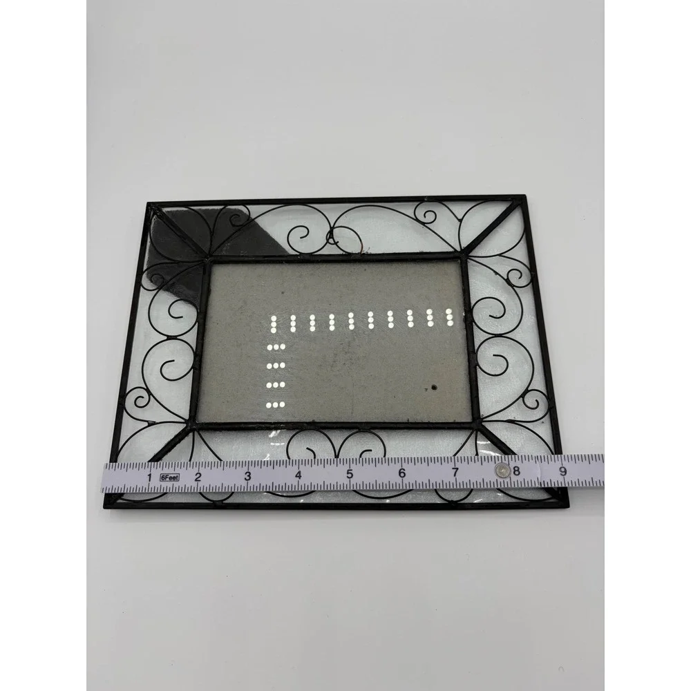 Vintage Black Wire Scrollwork Glass Picture Frame 4x6 Filigree Tabletop Decor